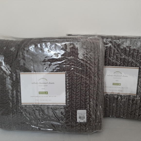 Pottery Barn Bedding Pottery Barn Velvet Channel Euro Shams Gray